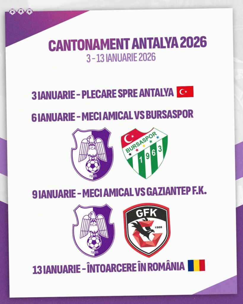 Programul complet al cantonamentului din Antalya (ian. 2026)