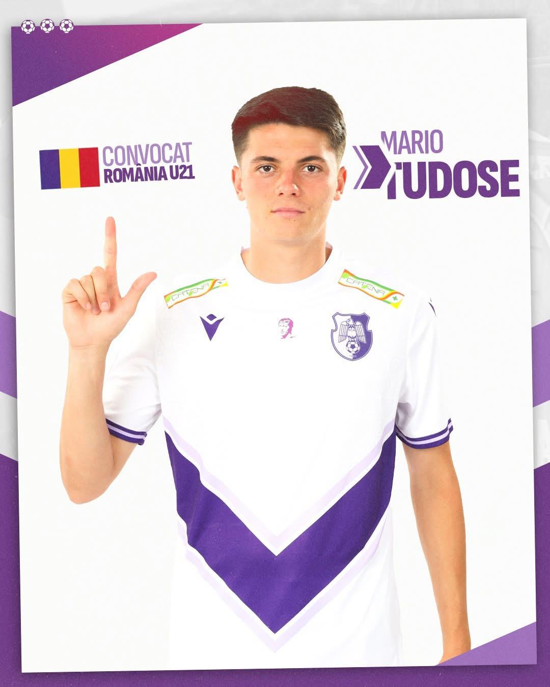 Mario Tudose convocat la reprezentativa U21 pentru meciurile cu Kosovo și San Marino